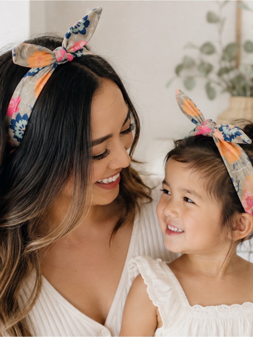 Mommy & Me Matching Floral Knot Headbands Adjustable Stretchy Set